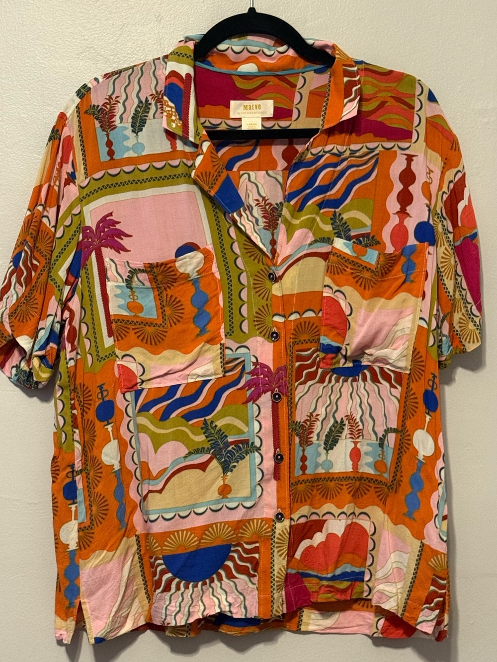Anthropologie Maeve Bon Voyage button down size L - Picture 4 of 7